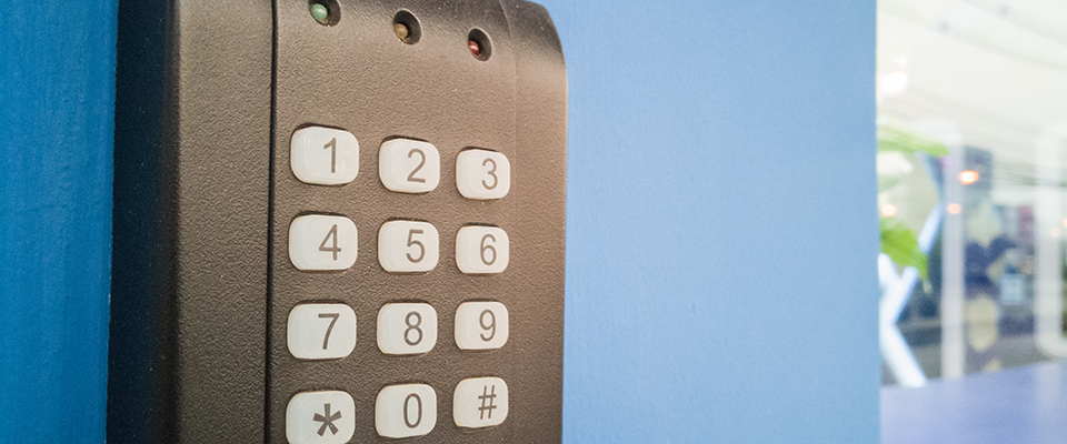 Access control keypad installed.
